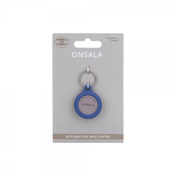 Onsala Apple AirTag Holder i Silikone med Nøglering Blå