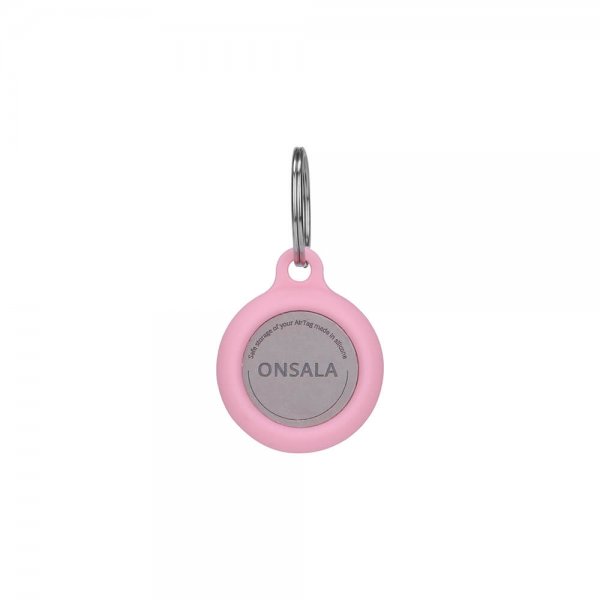 Onsala Apple AirTag Holder i Silikone med Nøglering Rosa