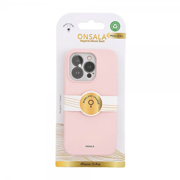 Onsala iPhone 15 Pro Cover Silikone Touch MagSeries Chalk Pink