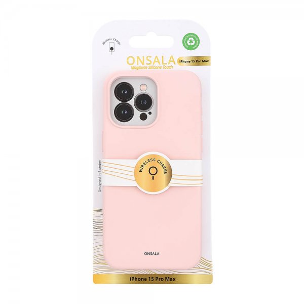 Onsala iPhone 15 Pro Max Cover Silikone Touch MagSeries Chalk Pink