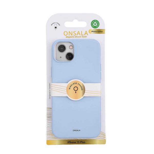 Onsala iPhone 15 Plus Cover Silikone Touch MagSeries Lyseblå