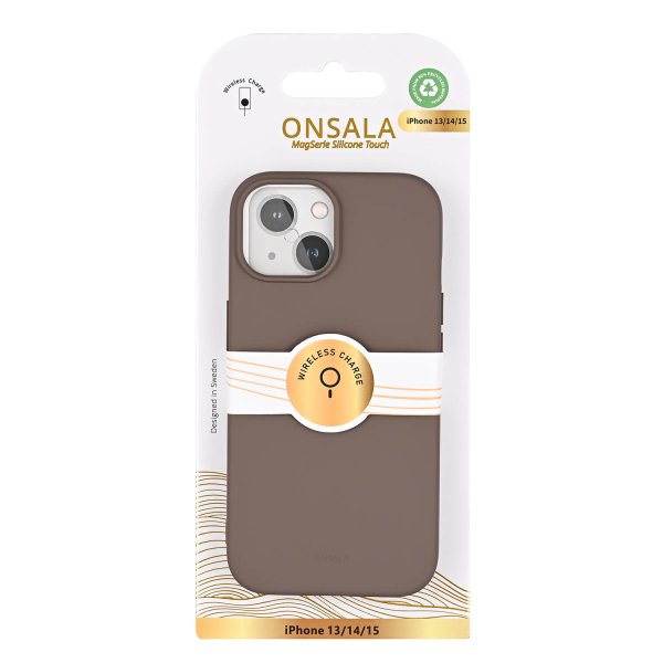 Onsala iPhone 13/iPhone 14/iPhone 15 Cover Silikonefornemmelse Chocolate