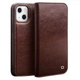Qialino iPhone 13 Etui Ægte Læder Brun