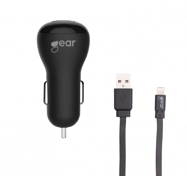 Gear Billader 1xUSB 1A Lightning Kabel 1m MFI Sort