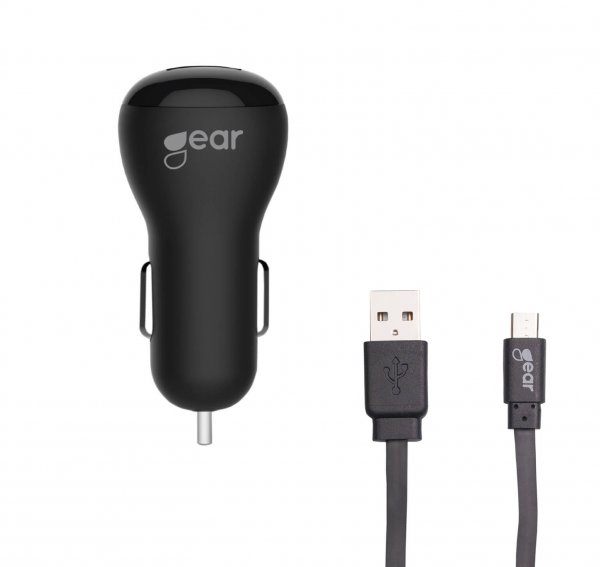 Gear Billader 1xUSB 1A Micro-USB kabel 1m Sort