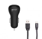 Gear Biloplader 2xUSB 2.4A Micro-USB Kabel 1m Sort