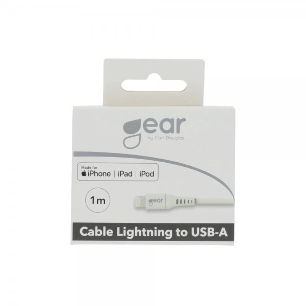 Gear Ladekabel Lightning til USB-A 1m MFI Hvid