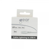 Gear Lightning til USB-A ladekabel 3 m MFI Hvid