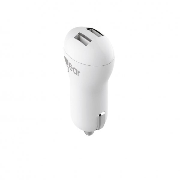 Gear Biloplader 2xUSB 2.4A Micro-USB Kabel 1m Hvid
