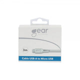 Gear ladekabel Micro-USB til USB-A 3m hvid