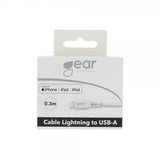 Gear Ladekabel Lightning til USB-A 0.3m MFI Hvid