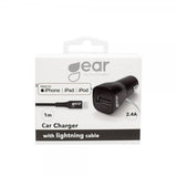Gear Billader 1xUSB 2.4A Lightning Kabel 1m MFI Sort