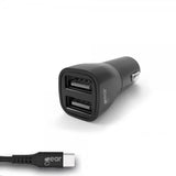 Gear Billader 2xUSB 3.4A USB-C Kabel 1m Sort
