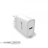 Gear Oplader 1xUSB 2.4A Lightning Kabel 1m MFI Hvid