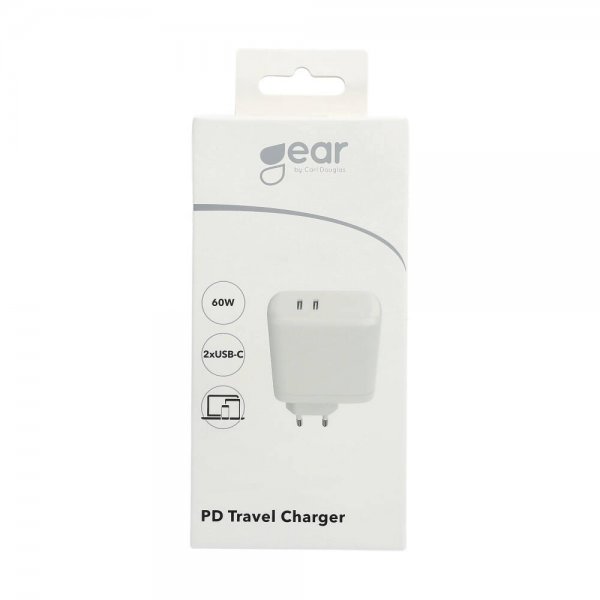 Gear Oplader 2xUSB-C PD 60W Hvid