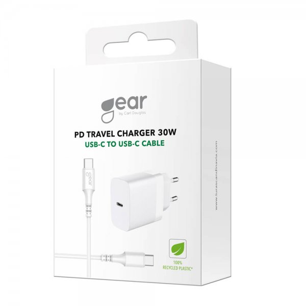 Gear Oplader med Kabel PD/PPS Rejseoplader 30W Hvid