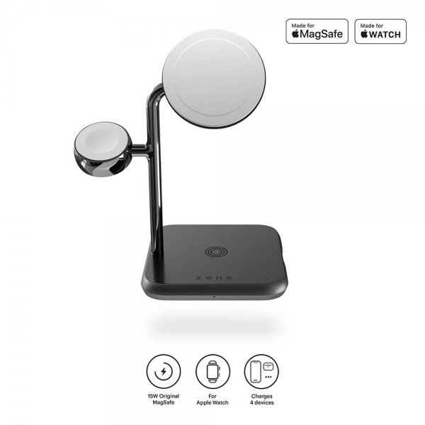 Zens 4-i-1 MagSafe/Watch trådløs ladestation Sort