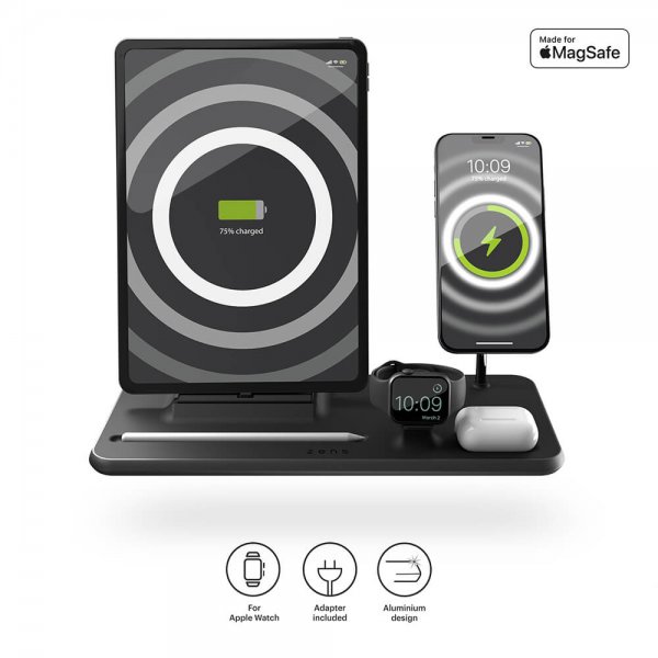 Zens 4-i-1 iPad/MagSafe trådløs oplader