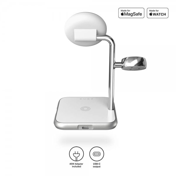 Zens 4-i-1 MagSafe/Watch trådløs opladningsstation Hvid