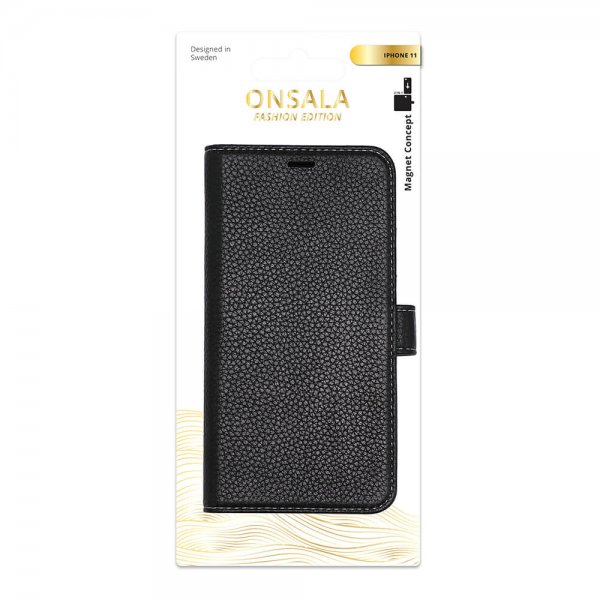 Onsala iPhone 11 Etui Ægte Læder Sort