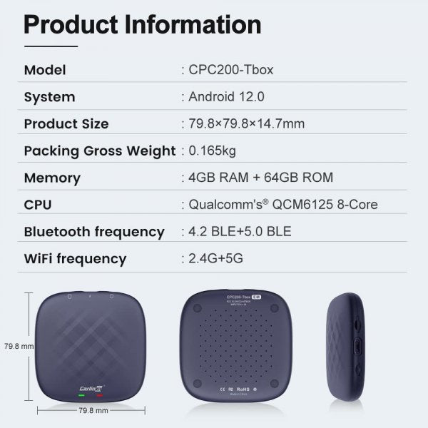 Carlinkit T-Box Plus 64GB AI-boks Android Auto/Carplay TV