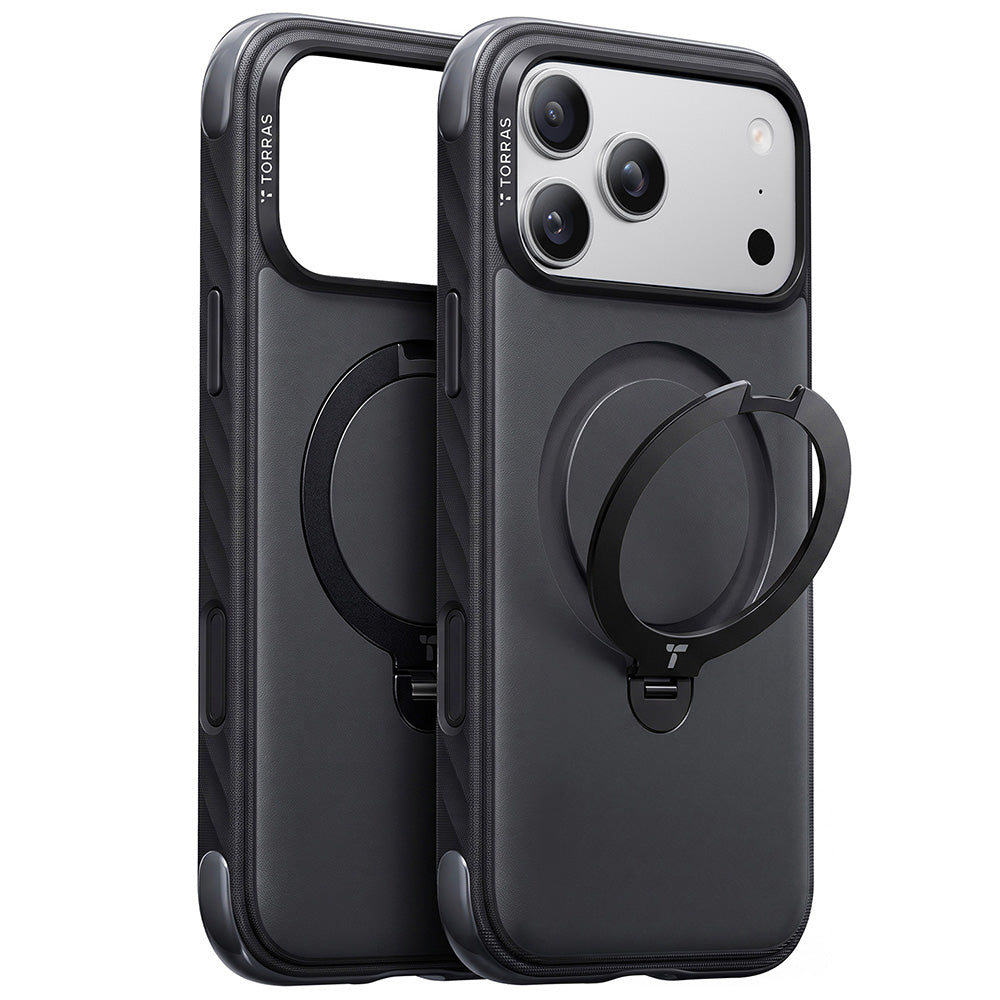 Torras iPhone 18 Pro Cover Ostand Q3 Rugged Jet Black