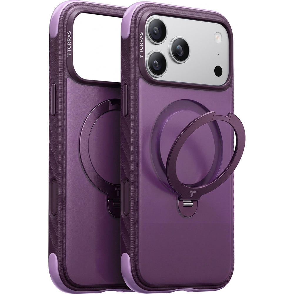 Torras iPhone 18 Pro Max Cover Ostand Q3 Rugged Plum Purple