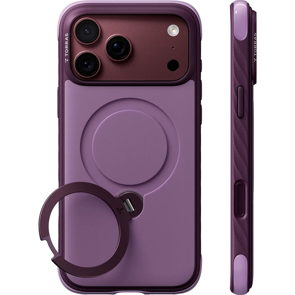 Torras iPhone 18 Pro Max Cover Ostand Q3 Rugged Plum Purple