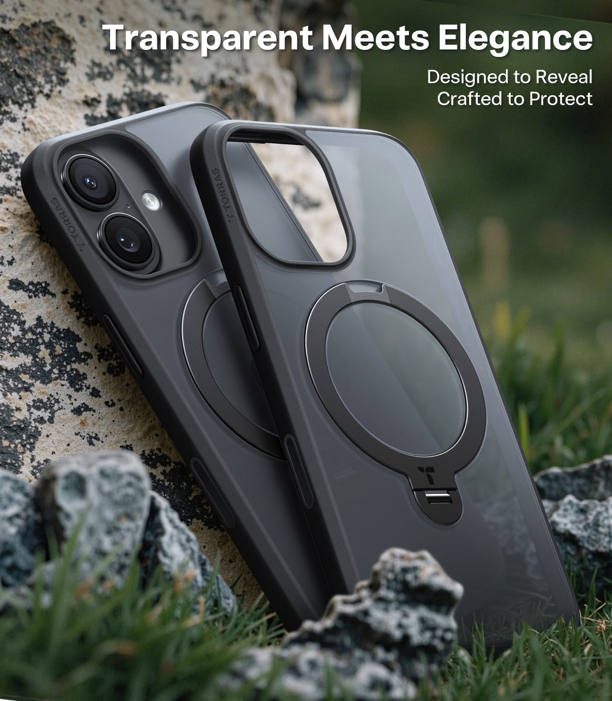 Torras iPhone 17 Cover Ostand Q3 Spin Obsidian Black