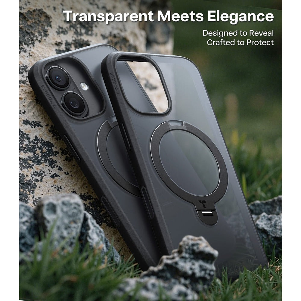 Torras iPhone 17 Cover Ostand Q3 Spin Obsidian Black