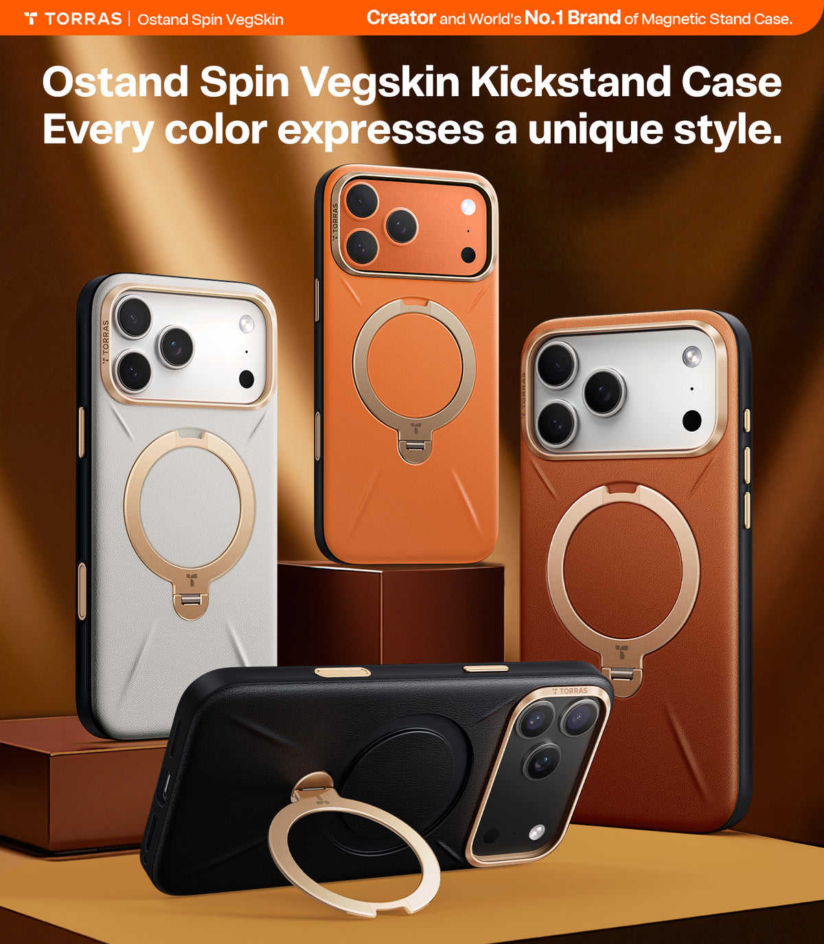 Torras iPhone 17 Pro Max Cover Ostand Q3 Vegskin Pearl Gray