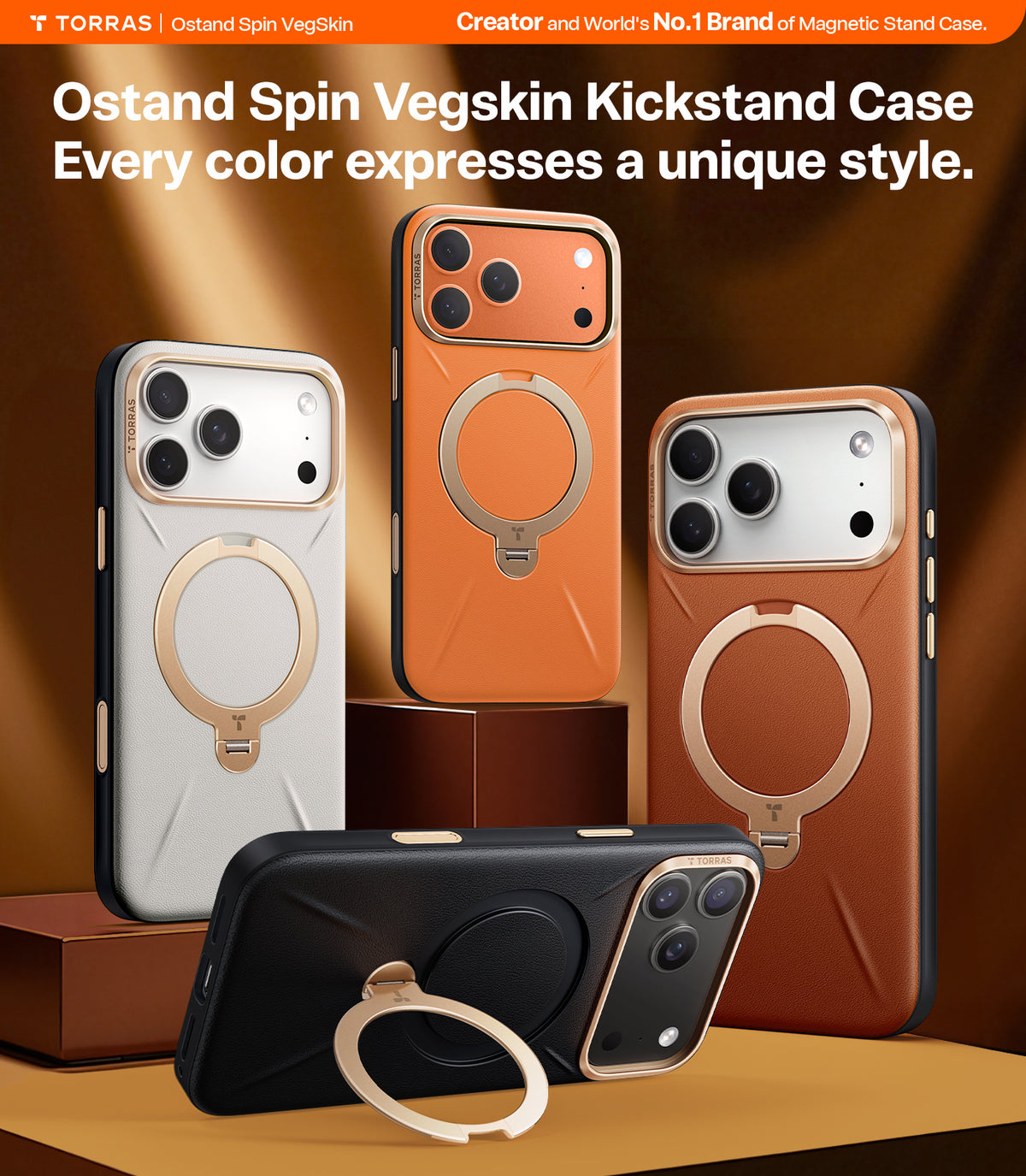 Torras iPhone 17 Pro Max Cover Ostand Q3 Vegskin Obsidian Black