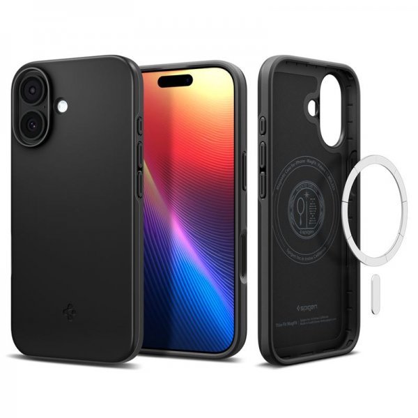 Spigen iPhone 17 Cover Thin Fit MagFit Sort