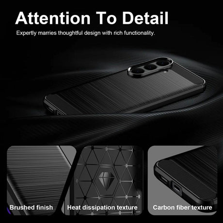 Samsung Galaxy S26 FE Cover Borstad Kolfibertextur Sort