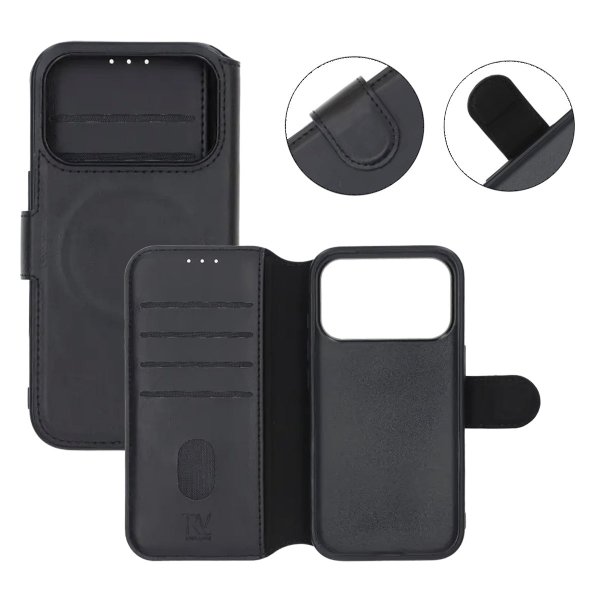 Rvelon iPhone 17 Pro Etui 4 Kortlommer MagSafe Sort