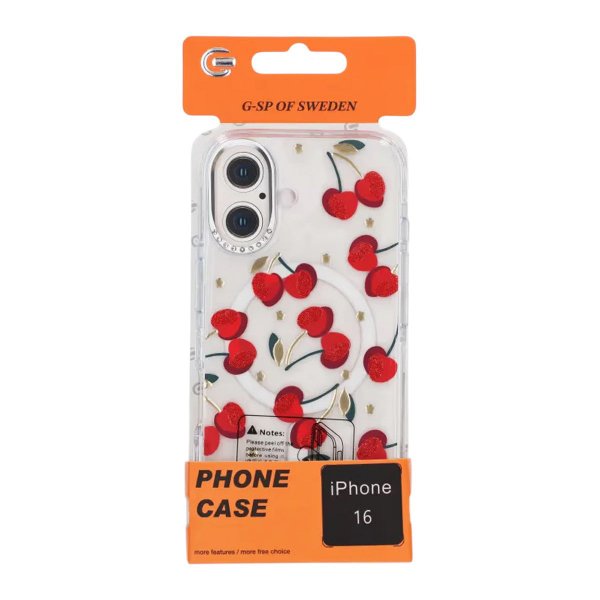 iPhone 16 Cover Mønster MagSafe Kirsebær