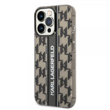Karl Lagerfeld iPhone 14 Pro Cover Monogram Vertical Stripe Sort