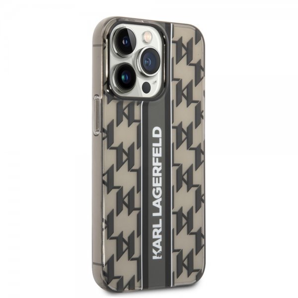 Karl Lagerfeld iPhone 14 Pro Cover Monogram Vertical Stripe Sort