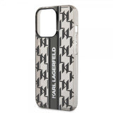 Karl Lagerfeld iPhone 14 Pro Cover Monogram Vertical Stripe Sort