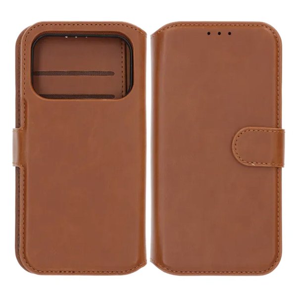 Rvelon iPhone 17 Pro Etui 4 Kortlommer Aftageligt Cover Brun