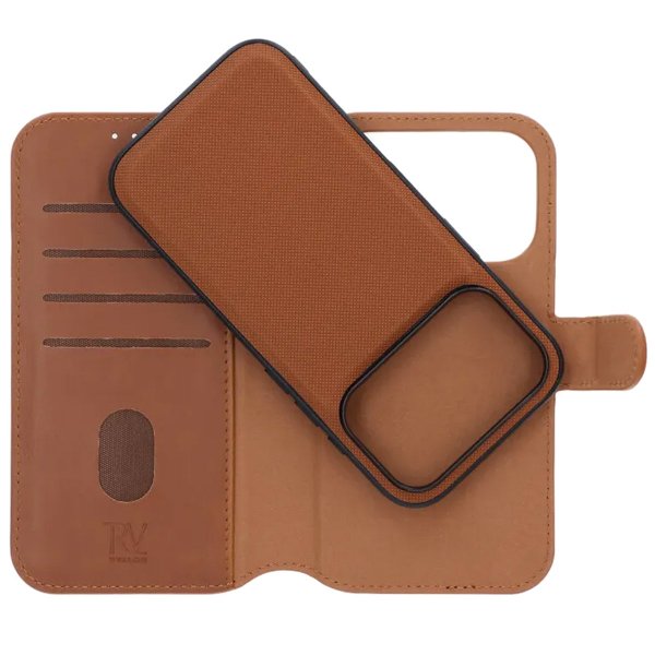 Rvelon iPhone 17 Pro Max Cover 4 Kortrum Aftagelig Skal Brun