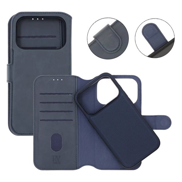 Rvelon iPhone 17 Pro Etui 4 Kortlommer Aftageligt Cover Blå