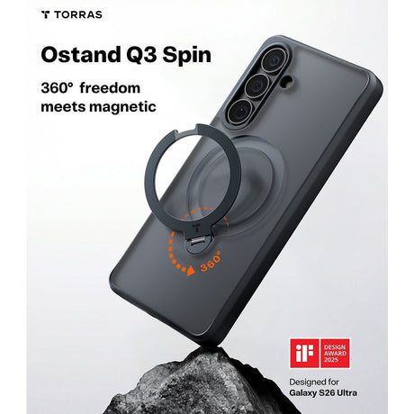 Torras Samsung Galaxy S26 Cover Ostand Q3 Spin Obsidian-sort