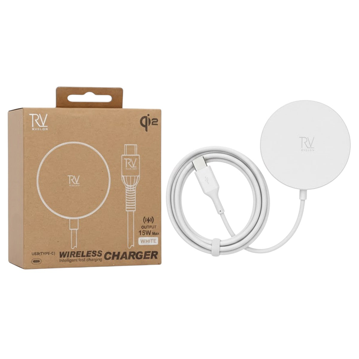Rvelon Trådløs MagSafe Oplader Qi2 15W USB-C - Hvid