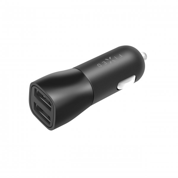 Fast Billader med dobbelt USB-A 2xUSB-A 15W Sort