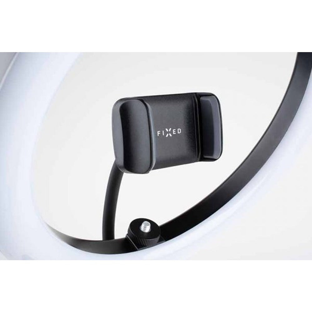 LED-ringlys med fast skrivebordsstativ til telefon