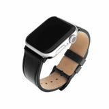 Fast Apple Watch 44/45/46mm/Apple Watch Ultra Armbånd Læderrem Sort