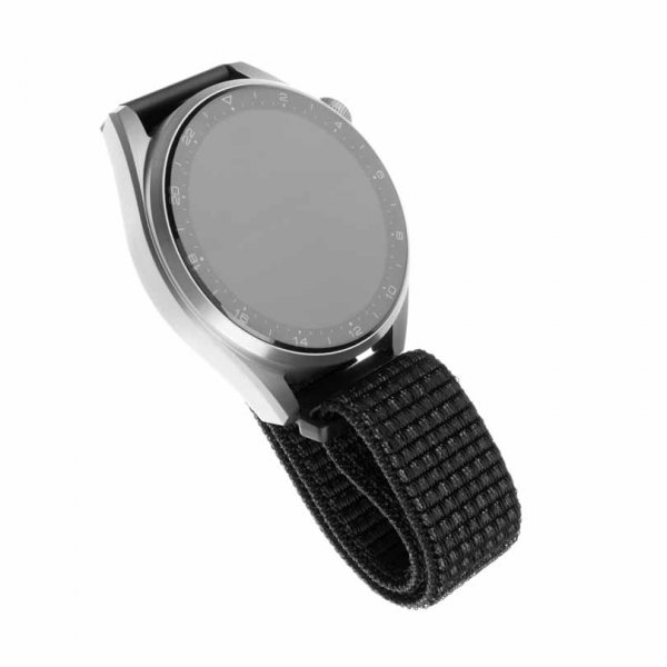 Fast Samsung Galaxy Watch 20 mm Armbånd Nylonrem Reflekterende Sort