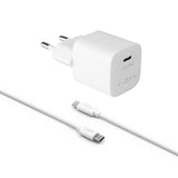 Fixed Oplader med kabel Mini PD Travel Charger Kit USB-C/USB-C 20W Hvid