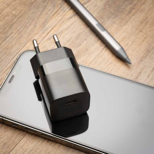 Fixed Lader med kabel Mini PD Travel Charger Kit USB-C/USB-C 30W Sort